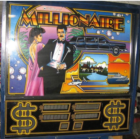 Flipper williams Millionaire 1987 - backglass -