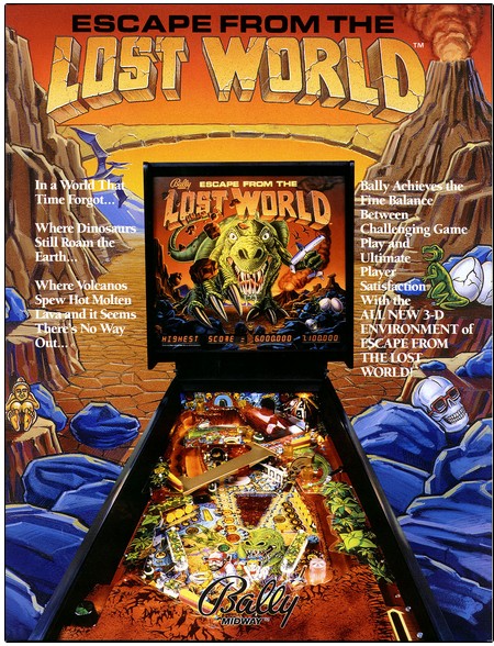 Flipper bally Escape From The Lost World 1988 - flyer-