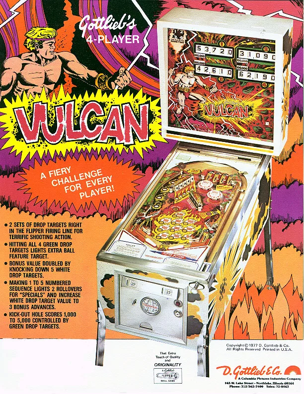 Flipper gottlieb vulcan 1977 - vulcan -flyer