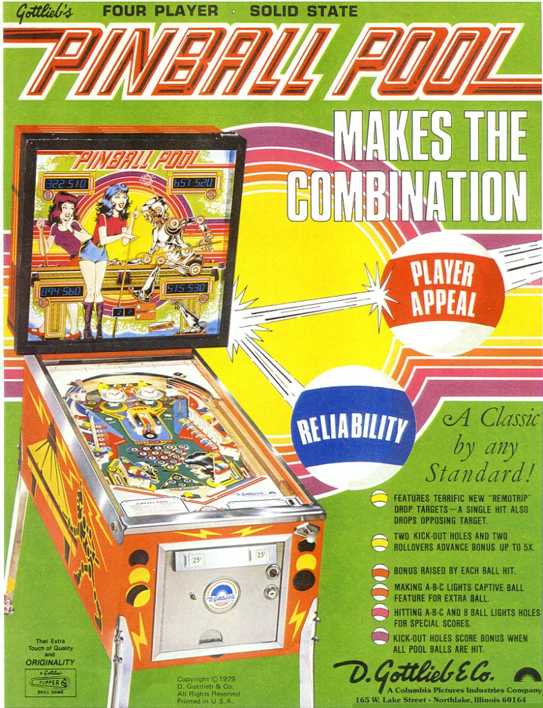 Flipper Gottlieb Pinball Pool 1978 - FLyer-