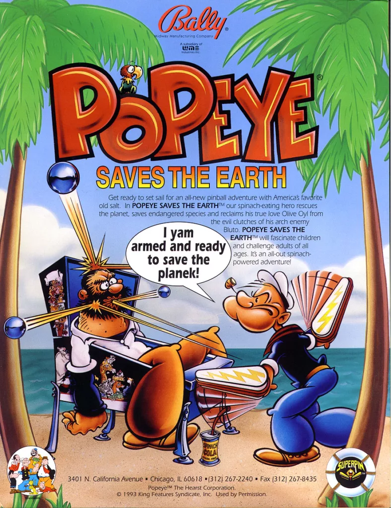 Flipper williams popeye 1993 - flyer -