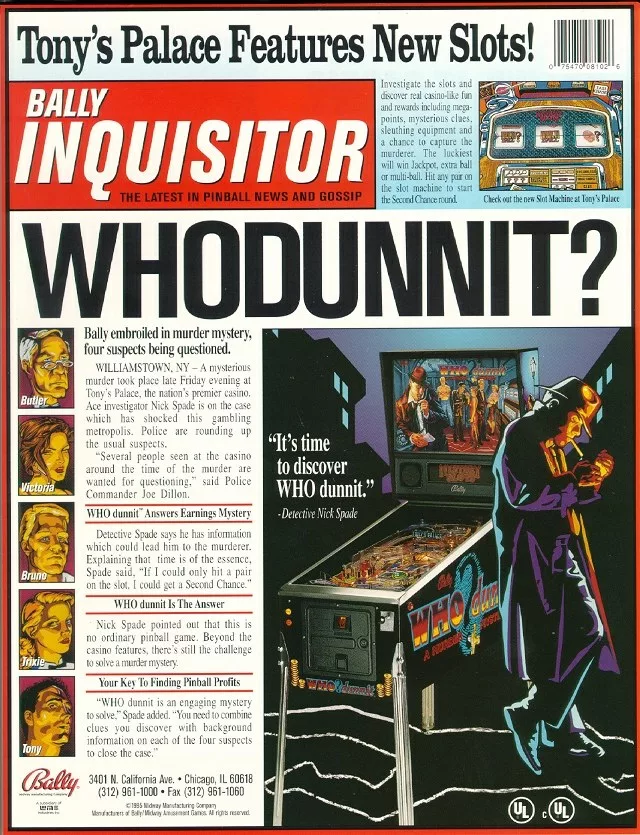 flipper bally who dunnit 1995 - flyer -